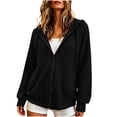 thumbnail image 1 of Ghalytn Women's Ribbed Knit Zip Up Hoodie Long Sleeve Drawstring Hooded Sweater Jacket, 1 of 7