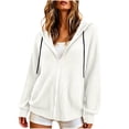 thumbnail image 1 of Ghalytn Women's Ribbed Knit Zip Up Hoodie Long Sleeve Drawstring Hooded Sweater Jacket, 1 of 7