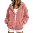 thumbnail image 1 of Ghalytn Women's Sherpa Fleece Zip Up Hoodie Jacket, Oversized Long Sleeve Hooded Coat with Pockets, 1 of 7