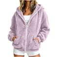 thumbnail image 1 of Ghalytn Women's Sherpa Fleece Zip Up Hoodie Jacket, Oversized Long Sleeve Hooded Coat with Pockets, 1 of 7