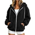 thumbnail image 1 of Ghalytn Women's Sherpa Fleece Zip Up Hoodie Jacket, Oversized Long Sleeve Hooded Coat with Pockets, 1 of 7