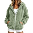 thumbnail image 1 of Ghalytn Women's Sherpa Fleece Zip Up Hoodie Jacket, Oversized Long Sleeve Hooded Coat with Pockets, 1 of 7