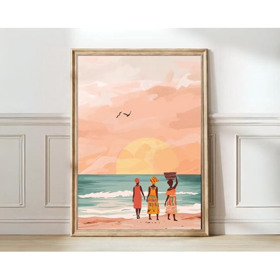 Ghana Accra Illustration African Travel Poster Nursery Wall Art, Unframed Canvas Size 8x12