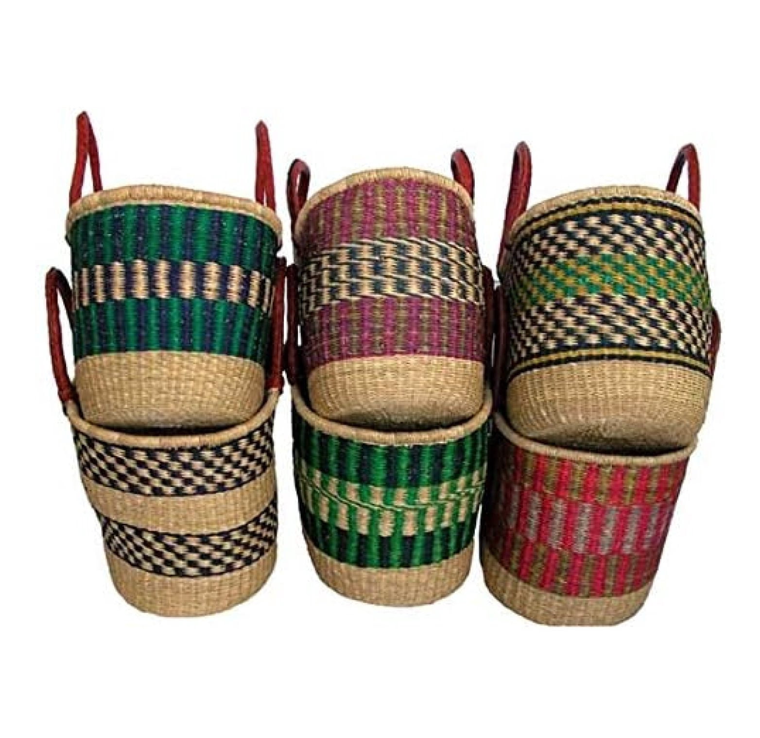 Ghana African Handmade Woven Oval Picnic Shopping Baskets (Multiple ...