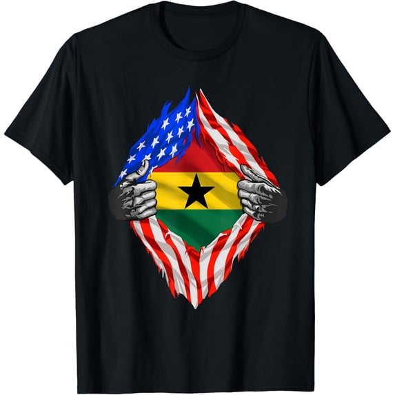 Ghana Clothing USA Ghana Flag Ghanaian American Roots T-Shirt