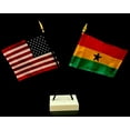 thumbnail image 1 of Ghana Desk Flag Set; Contains One USA and One Country Flag with a White Crossed Base, American Made, 1 of 1