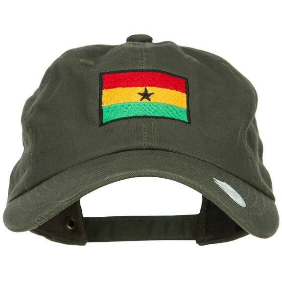 Ghana Flag Embroidered Unstructured Cap - Olive OSFM