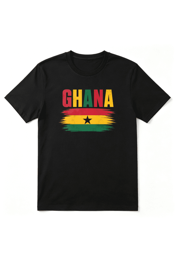 Ghana Flag Vintage Graphic Tee For Men And Women, Ghanaian Heritage Holiday Gift Cotton Short Sleeves T-Shirt