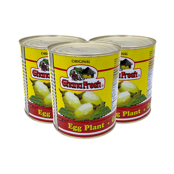 Ghana Fresh Original Canned Aubergines (3-PCS) – Whole Eggplants, 800g, Authentic African Garden Eggs | High Fiber & Antioxidants Foods