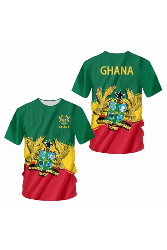 Ghana Jersey 3D Printing Graphic T Shirts Y2k Summer Ghana Flag Tshirt Casual T-shirt Drop