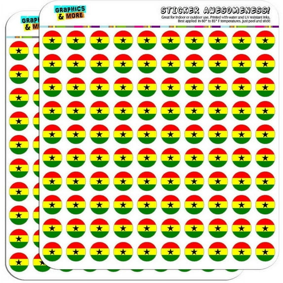 Ghana National Country Flag 200 1/2" (0.5") Planner Calendar Scrapbooking Crafting Stickers