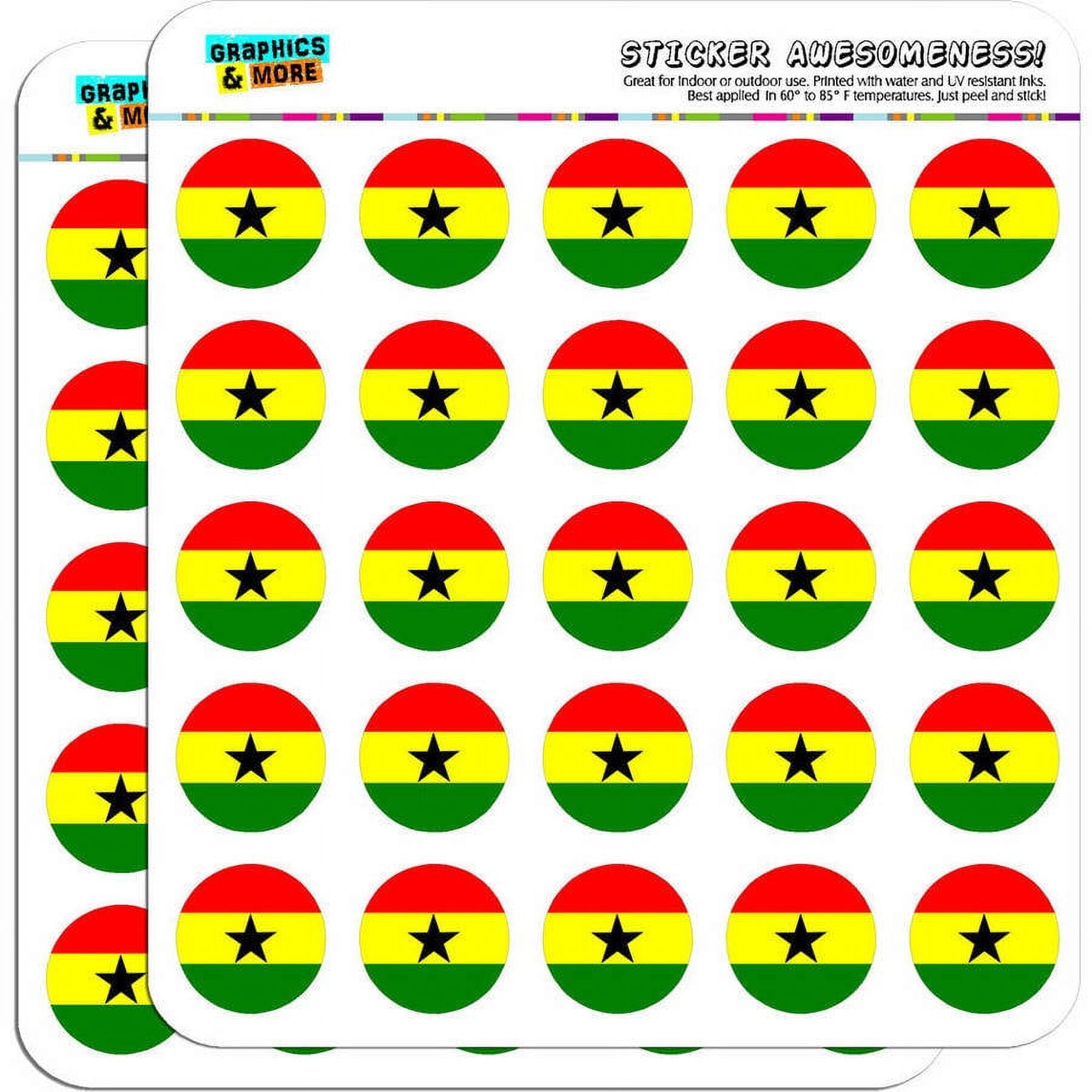 Ghana National Country Flag 50 1" Planner Calendar Scrapbooking