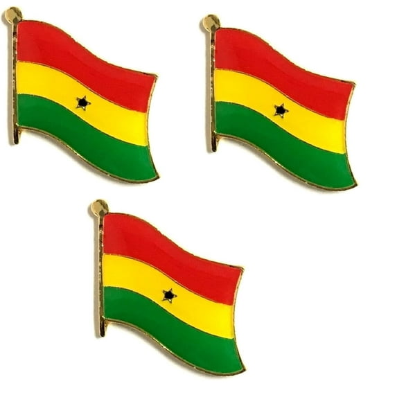 Ghana Single Flag Lapel Pins, pack of 3