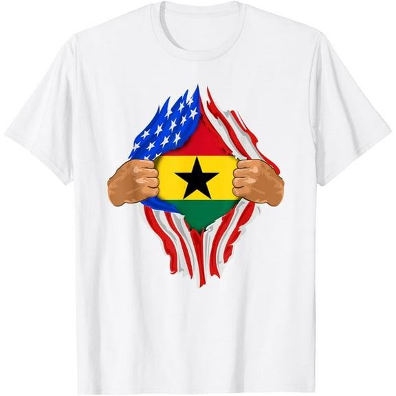 Ghanaian Blood Inside Me T-Shirt | Ghana Flag Gift T-ShirtMen's and women's pure cotton short-sleeved shirts