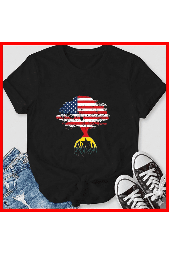 Ghanaian Roots American Flag Ghana Gifts Soccer Supporter Wear Unisex T-Shirt, up to size 5XL
