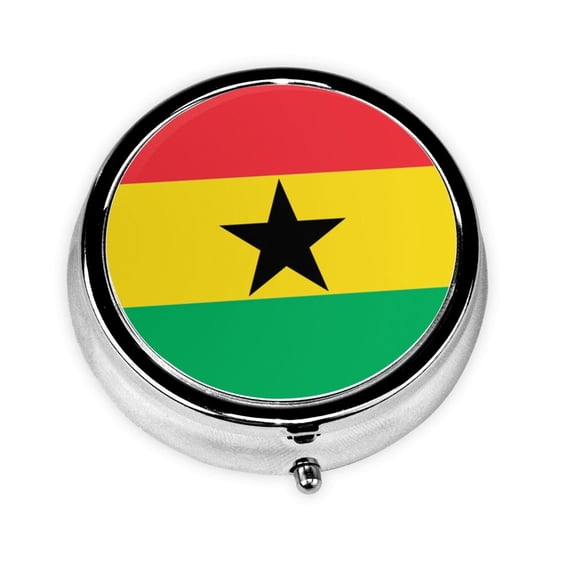 Ghanaians-Flag Round Pill Box Small Pill Case For Purse Pocket Medicine Organizer Travel Pillbox Portable Pill Container