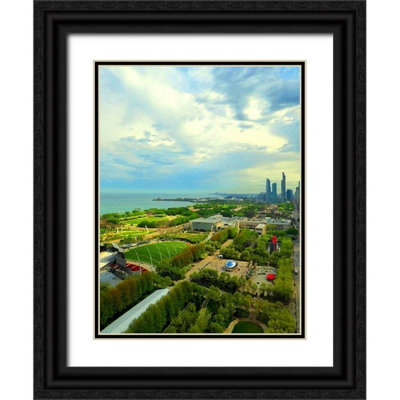 Ghanooni, Sarah 12x14 Black Ornate Wood Framed with Double Matting Museum Art Print Titled - Chicago Sky