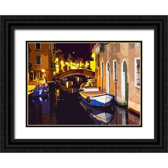 Ghanooni, Sarah 24x19 Black Ornate Wood Framed with Double Matting Museum Art Print Titled - Venice Lights