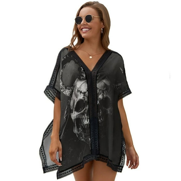 Ghastly Jester Skull Printed Women's Swimsuit Cover Up Summer Swimsuit Dress