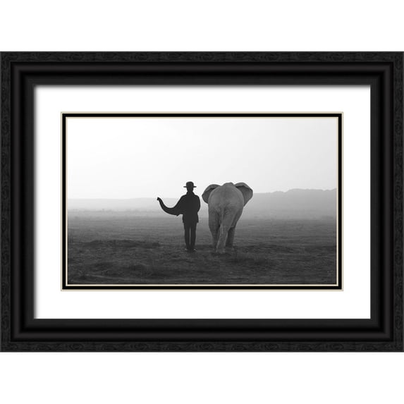 Ghazanfari, Ghazale 14x10 Black Ornate Wood Framed with Double Matting Museum Art Print Titled - Elephant Man