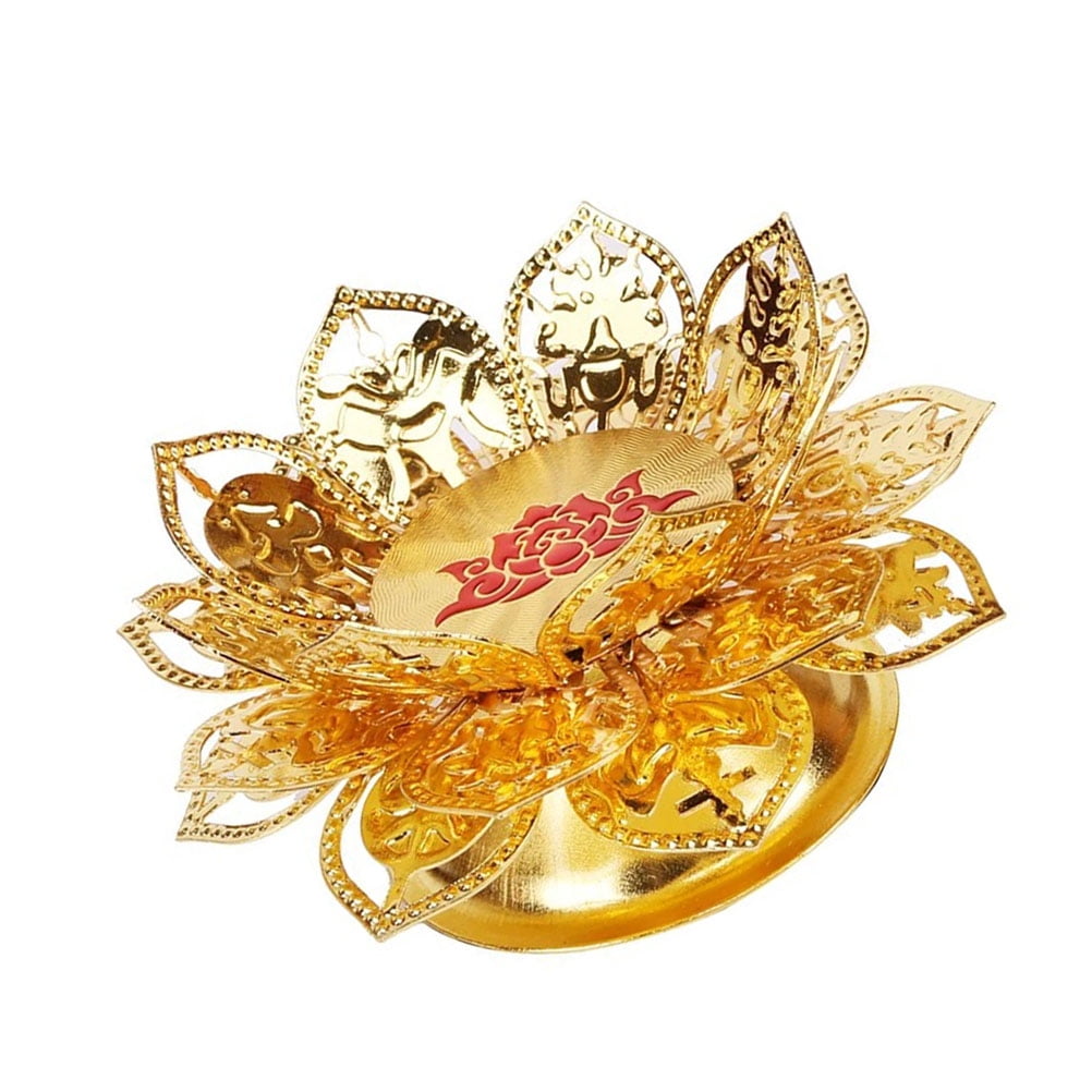 Ghee Lamp Holder Lotus Candle Buddha Wick Holders 2 Count Decorate