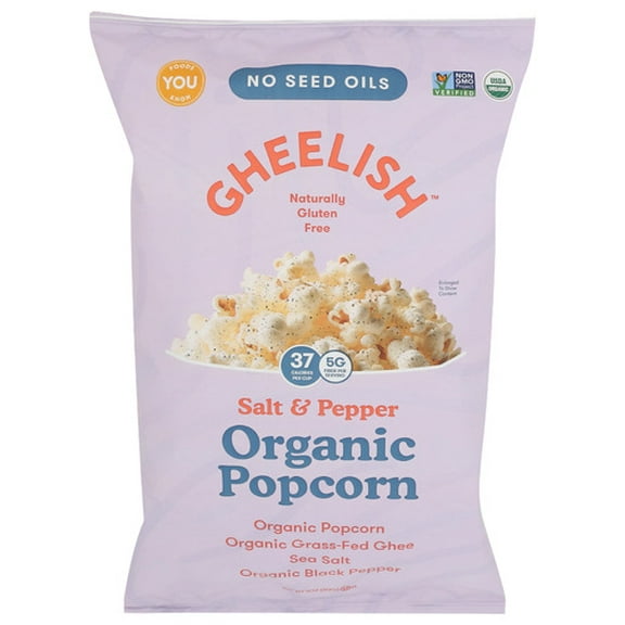 Gheelish Organic Popcorn Salt and Pepper 4 oz (Pack of 12)