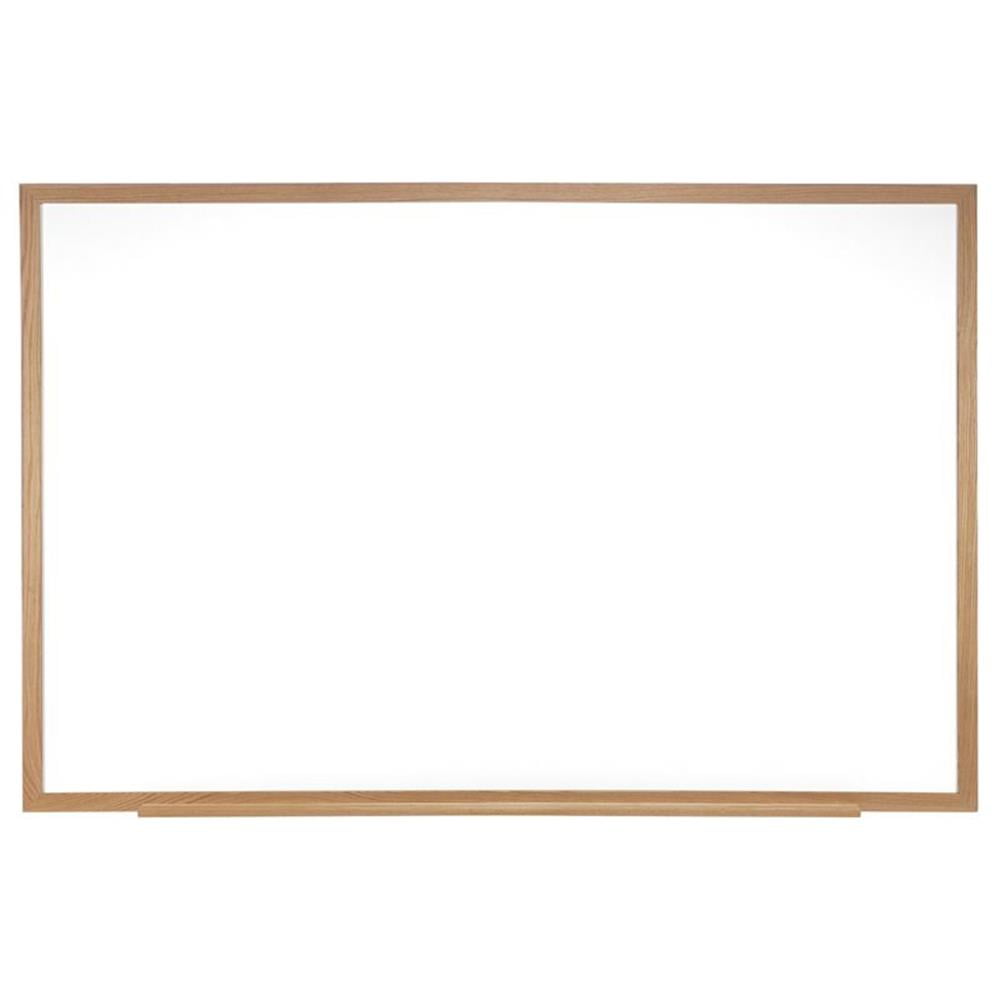 Ghent 36" x 24" White Porcelain Magnetic Whiteboard with Oak Frame