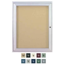 Ghent  24 in. x 18 in. 1-Door Satin Aluminum Frame Enclosed Vinyl Bulletin Board - Navy
