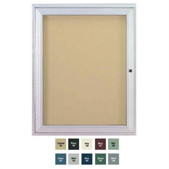 Ghent  24 in. x 18 in. 1-Door Satin Aluminum Frame Enclosed Vinyl Bulletin Board - Navy