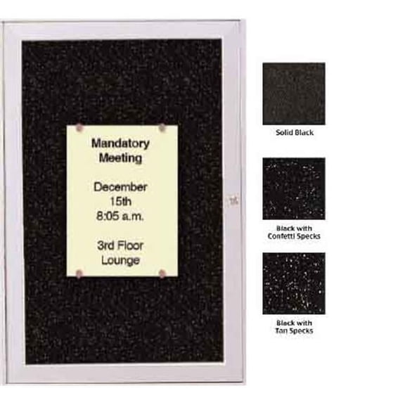 Ghent 36 in. x 30 in. 1-Door Satin Aluminum Frame Enclosed Recycled Rubber Tackboard - Black