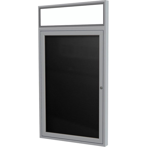 Ghent 36"x24" 1-Dr Silver Aluminum Headliner Fabric Letterboard Black