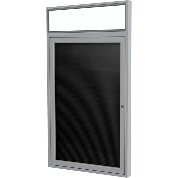 Ghent 36"x24" 1D Slv Aluminum Lit Headliner Fabric Letterboard Black