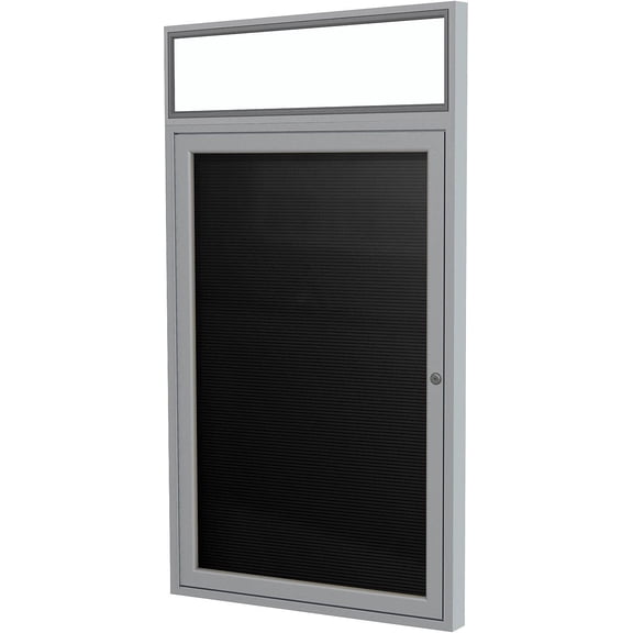 Ghent 36"x24" 1D Slv Aluminum Lit Headliner Fabric Letterboard Black
