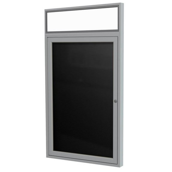 Ghent 36"x24" 1D Silver Aluminum Lit Headliner Vinyl Letterboard Black
