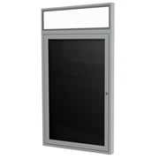 Ghent 36"x30" 1D Slv Aluminum Lit Headliner Fabric Letterboard Black