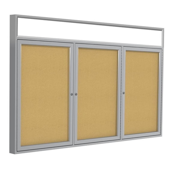 Ghent's Wood 36" x 72" 3 Door Enclosed Headliner Bulletin Board in Natural
