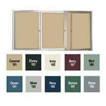 Ghent  48 in. x 72 in. 3-Door Satin Aluminum Frame Enclosed Vinyl Bulletin Board - Navy