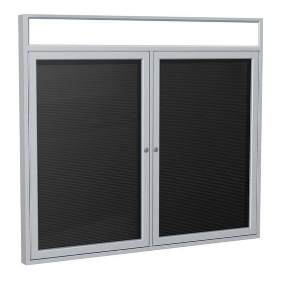 Ghent 48"x60" 2-Dr Silver Aluminum Headliner Vinyl Letterboard - Black