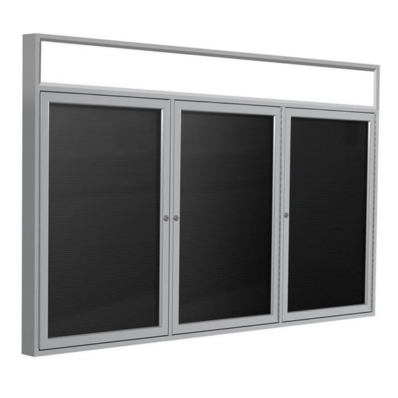 Ghent 48"x72" 3D Silver Aluminum Lit Headliner Vinyl Letterboard Black