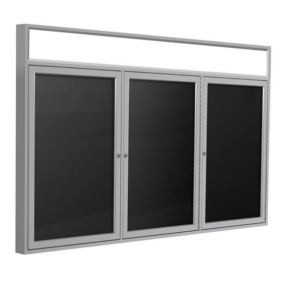 Ghent 48"x96" 3D Slv Aluminum Lit Headliner Fabric Letterboard Black