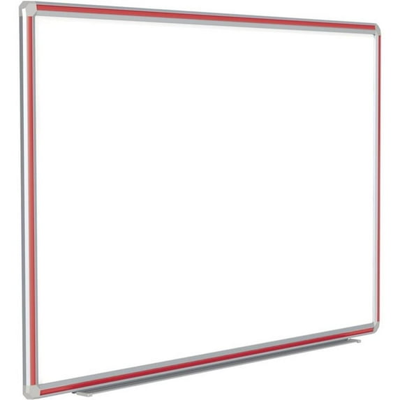 Ghent 48"x96" Aluminum Frame Ceramic Magnetic Whiteboard - Red Trim