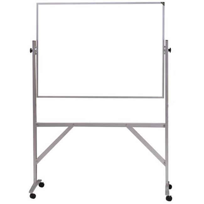 72" x 48" White Aluminum Frame Reversible Mobile Whiteboard