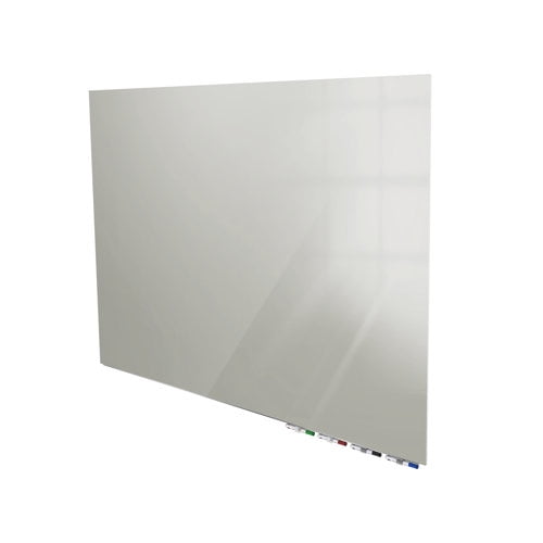 Ghent Aria 5'H x 4'W Magnetic Glass White Board, Gray Surface, Vertical, 4 Rare Earth Magnets, 4 Markers and Eraser