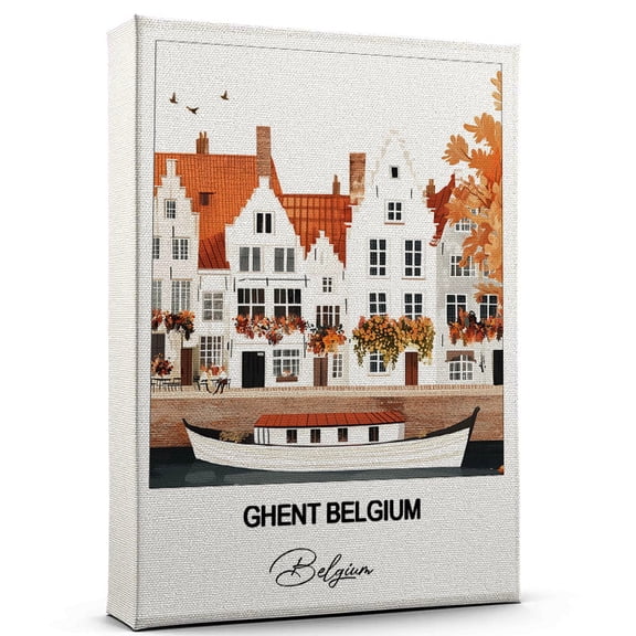 Ghent Belgium Travel Poster Canvas – Belgium Canvas – Unique Gift Idea for Home, Office, or Living Space