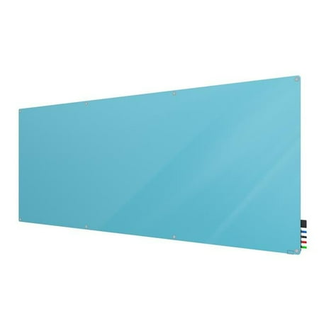 Ghent HMYRN410BE Harmony Glass Whiteboard with Radius Corners, 4 x 10 ft. - Blue