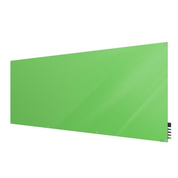 Ghent HMYSN410GN Harmony Glass Whiteboard with Square Corners, 4 x 10 ft. - Green