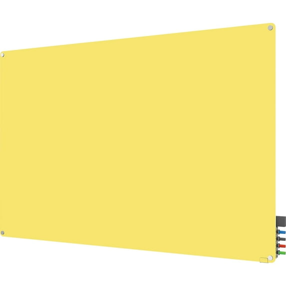 Ghent Harmony Magnetic Glass Markerboard With Round Corner Yellow 4' x 4' (HMYRM44YW)
