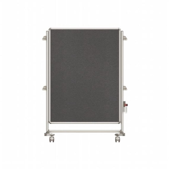 Ghent Manufacturing NEX223FFP-91 57.37 x 40.37 in. Nexus Jr. Partition Double-Sided Mobile Fabric Bulletin Board, Gray