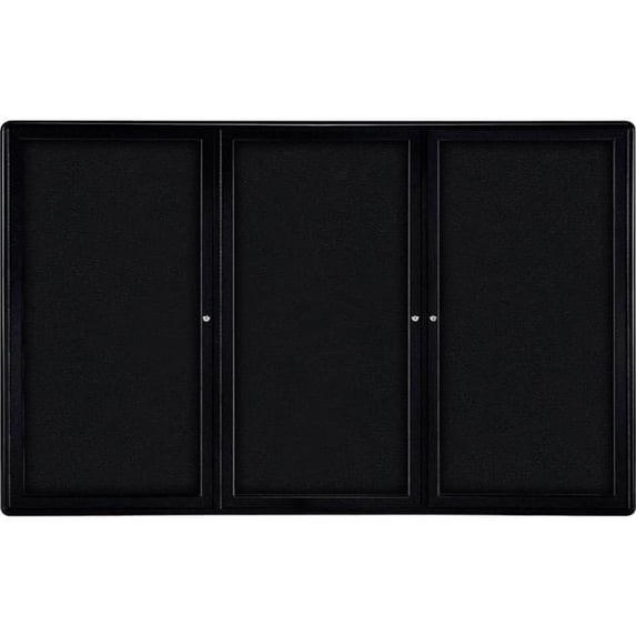 Ghent Manufacturing OVK5-F95 48 x 72 in. 3-Door Ovation Black Fabric Bulletin Board with Black Frame
