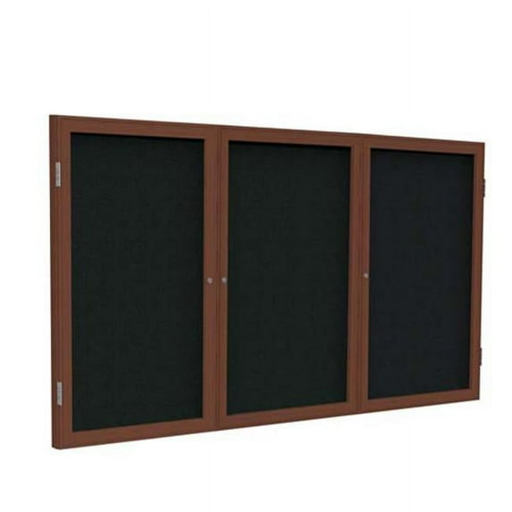 Ghent Manufacturing PWC34896F-95 48 x 96 in. 3-Door Wood Frame Cherry Enclosed Fabric Bulletin Board - Black